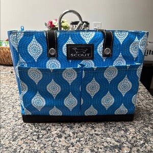 Scout Blue and White Tote Bag with Structured Design